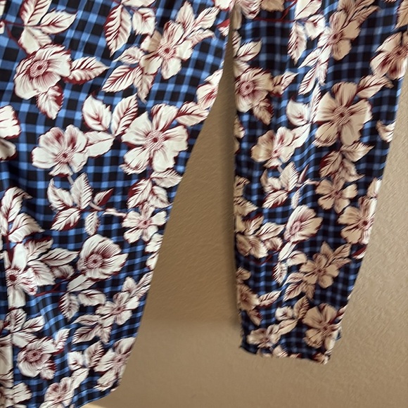 Anthropologie Scotch & Soda pull on Wide-Leg floral blue plaid Pants/ size S - Picture 12 of 12